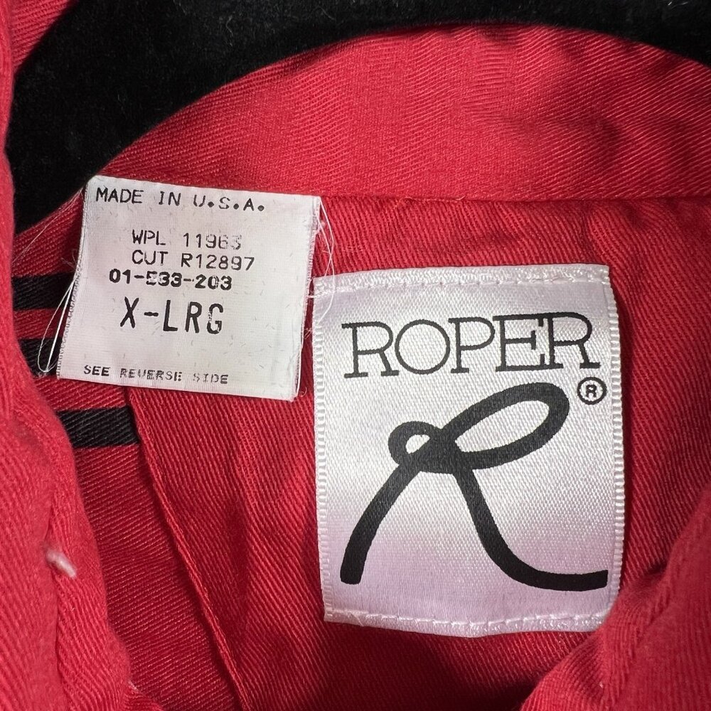 Roper Border Western VTG 90s Shirt Red & Black Aztec Striped Mens XL USA - Picture 6 of 16